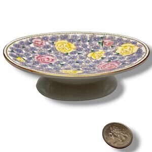 Vintage Otagiri MaryAnn Rose Garden Floral Pedestal Vanity Trinket Soap Dish